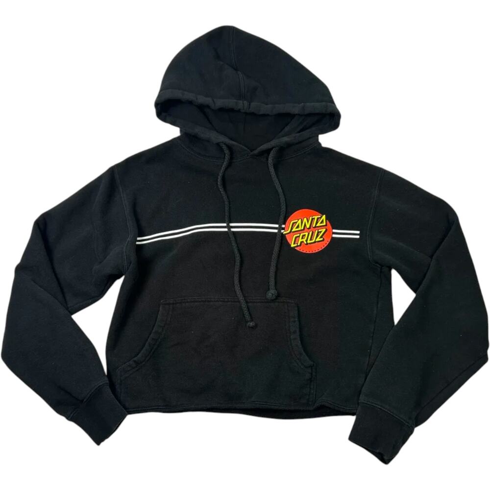 Santa Cruz Skateboards Hoodie Black Pullover Size XS Logo y2k Skate Streetwear